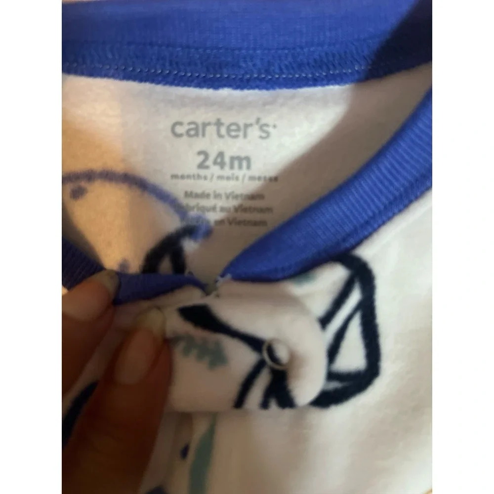 Carter's 24M Football Fleece Footed Sleeper Pajamas 2-Way Zip NWT Boys